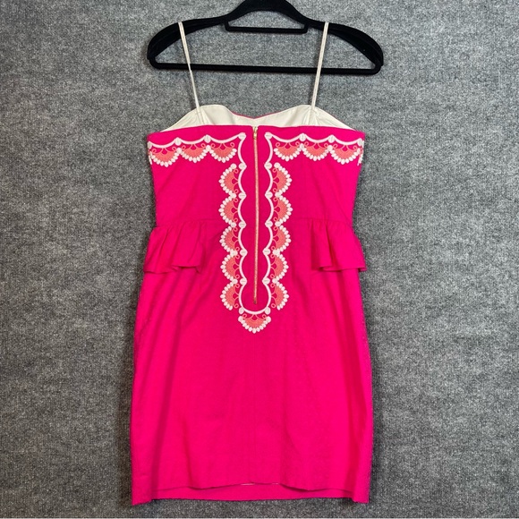 Lilly Pulitzer Maybell Peplum Pink Strapless Midi Ruffle Party Dress Size 10 - Picture 5 of 12